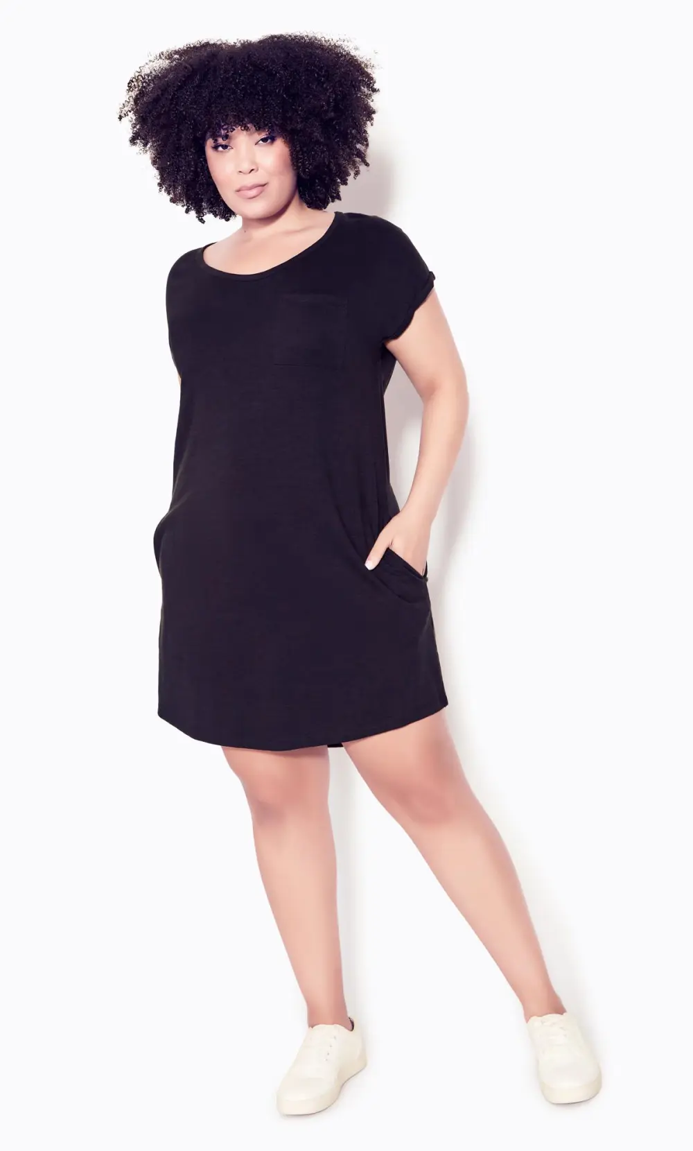Evans Black Pocket Detail T-Shirt Dress