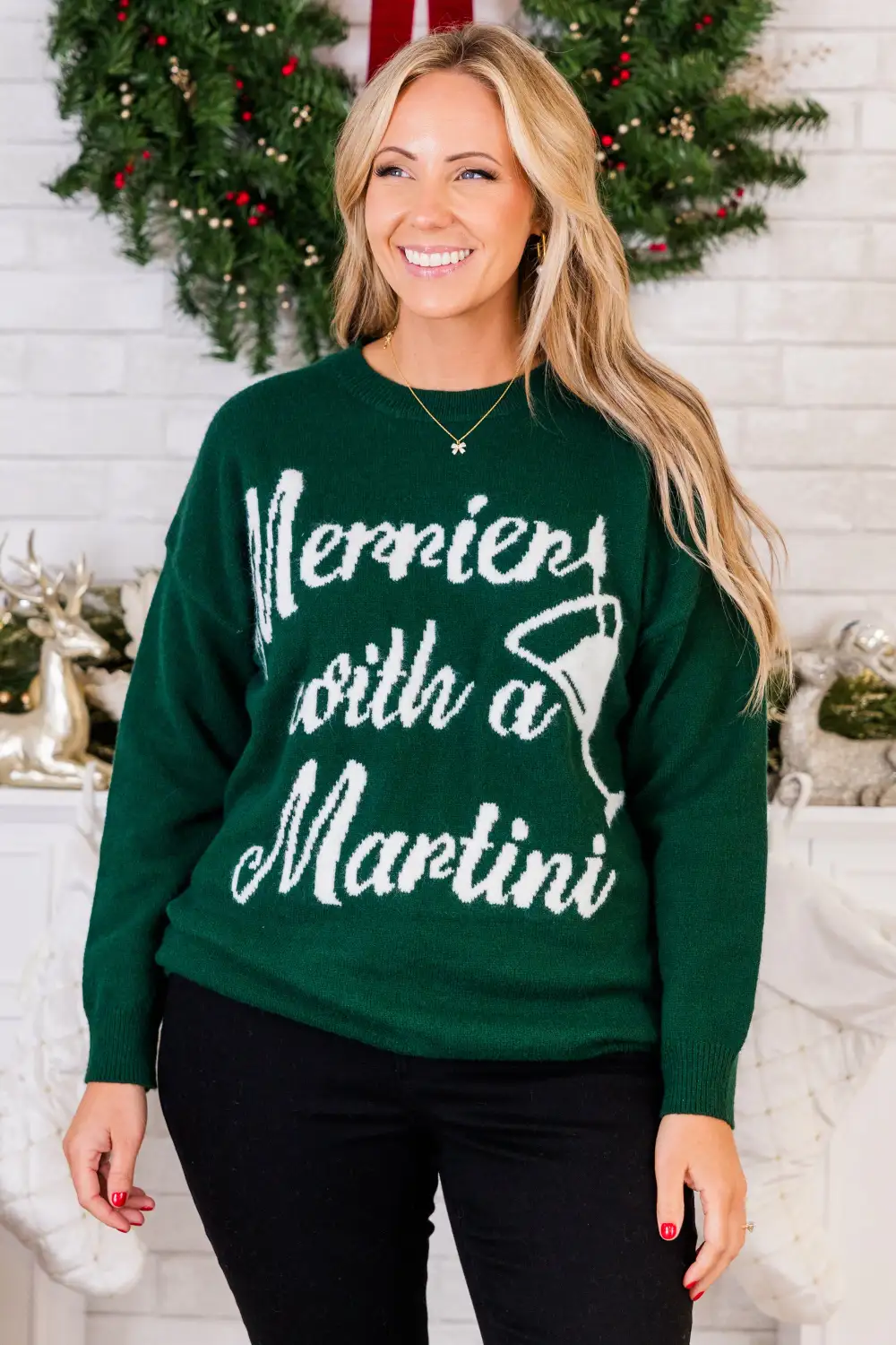 Merrier With A Martini Sweater, Green