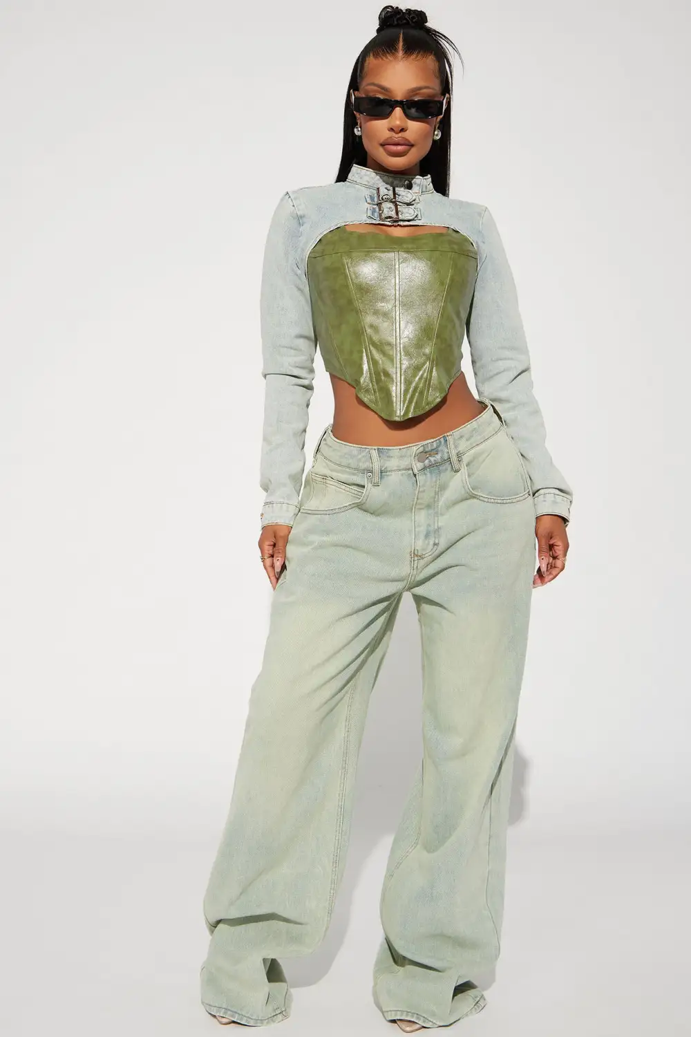 Buckled Up Denim Bolero Top - Light Wash