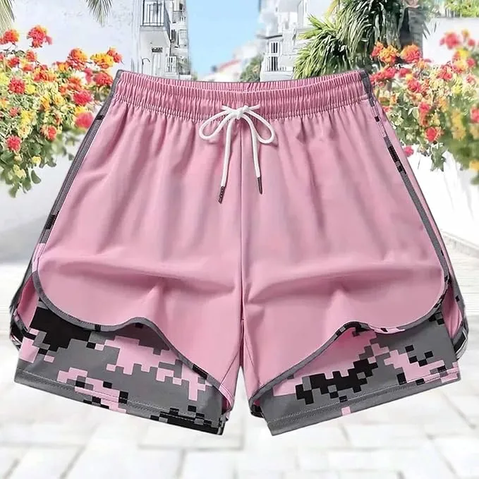 Workout Shorts Women Drawstring High Waist Running Short Pants Quick Dry Gym Athletic Board Clothes with Pockets