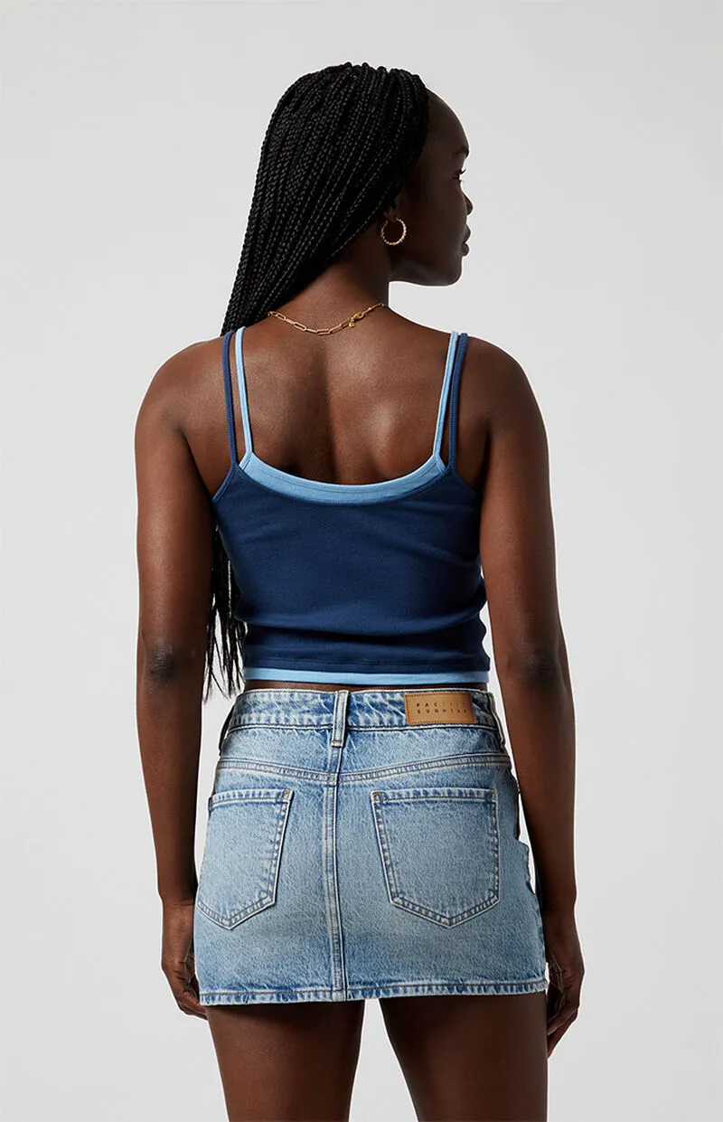 PacSun Bella Medium Indigo Denim Mini Skirt