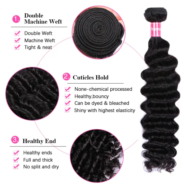 Sterly Deep Wave Bundles With 5x5 Lace Closure Human Hair Bundles With Closure