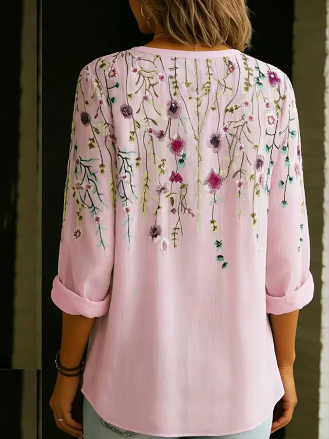 Women's Minimalist Floral Shirt