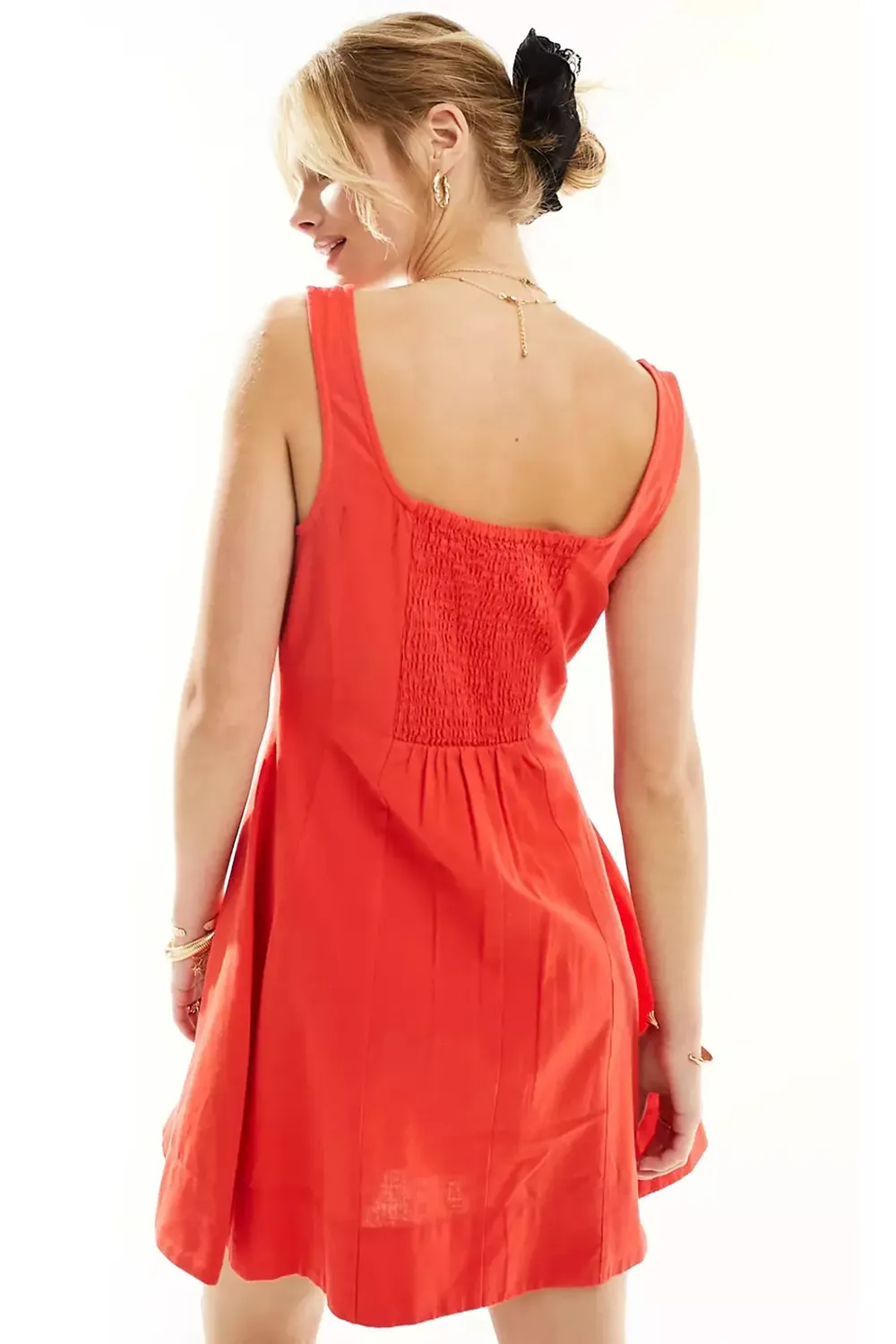 seamed mini tennis sundress in stone