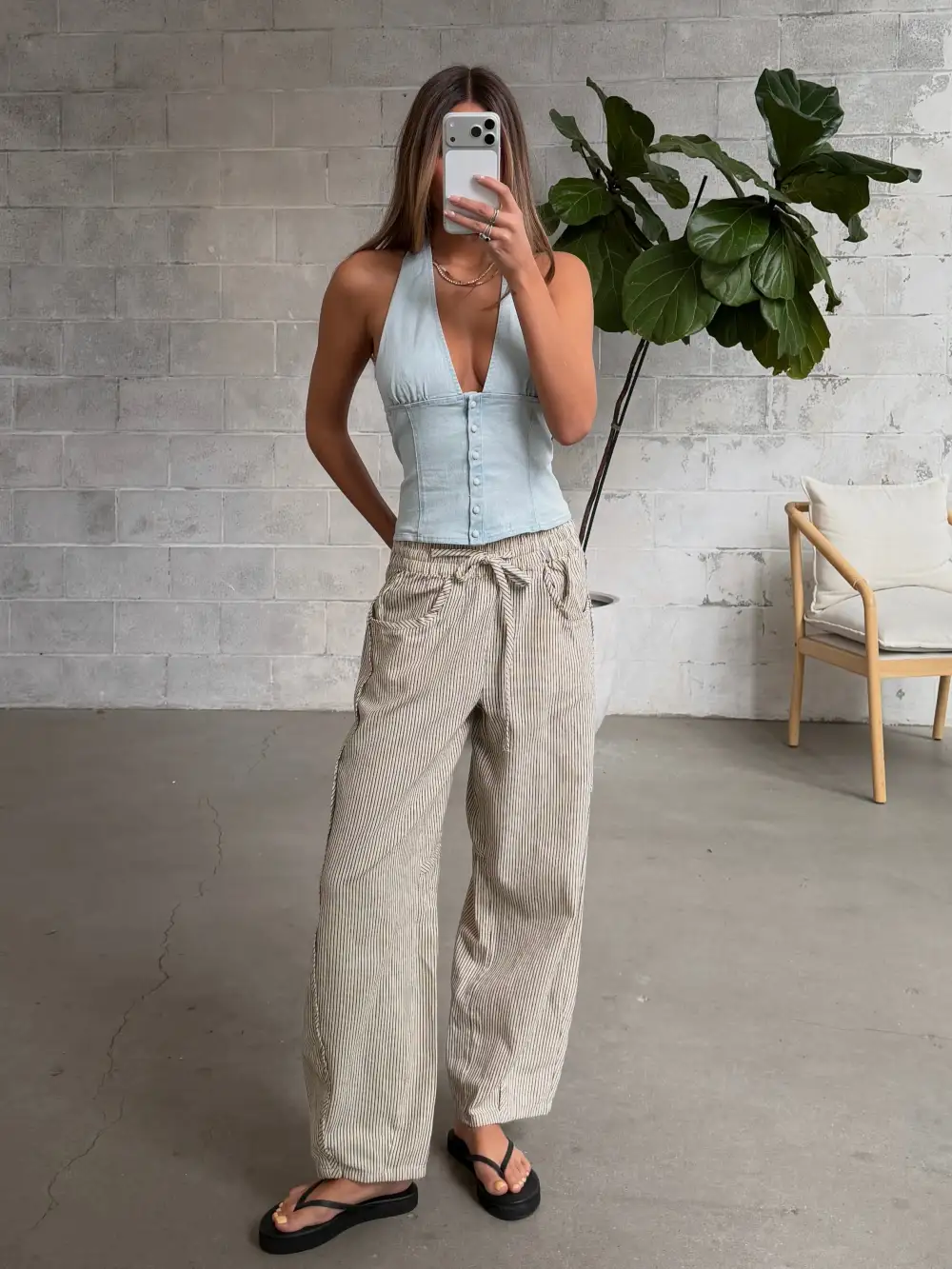 Pull-On Barrel Leg Pants