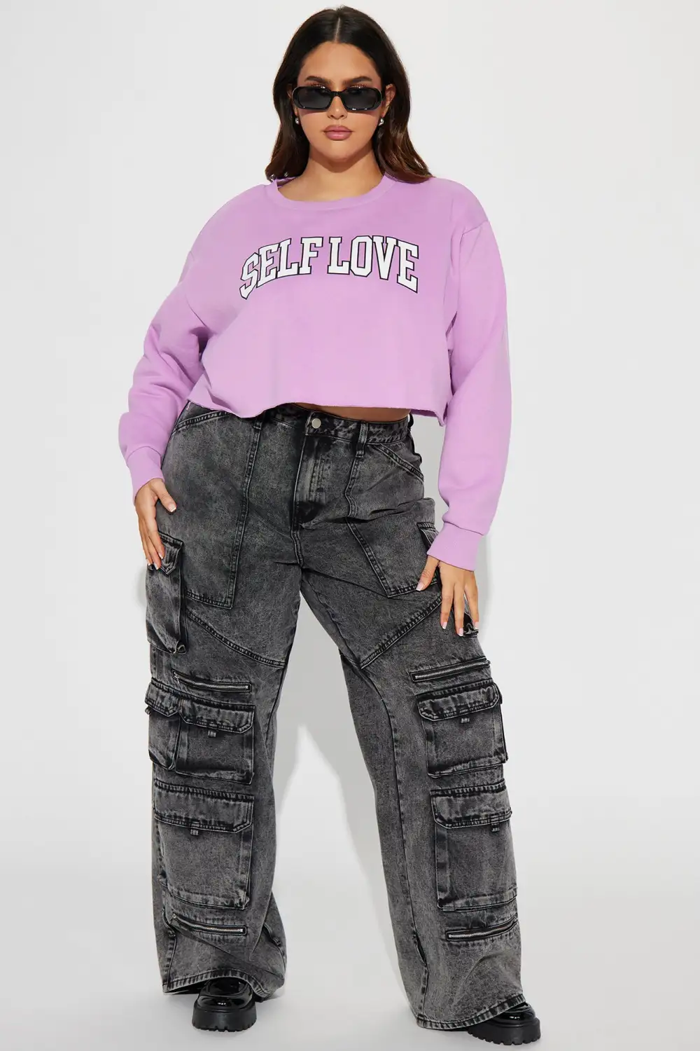 Self Love Crop Sweatshirt - Lavender