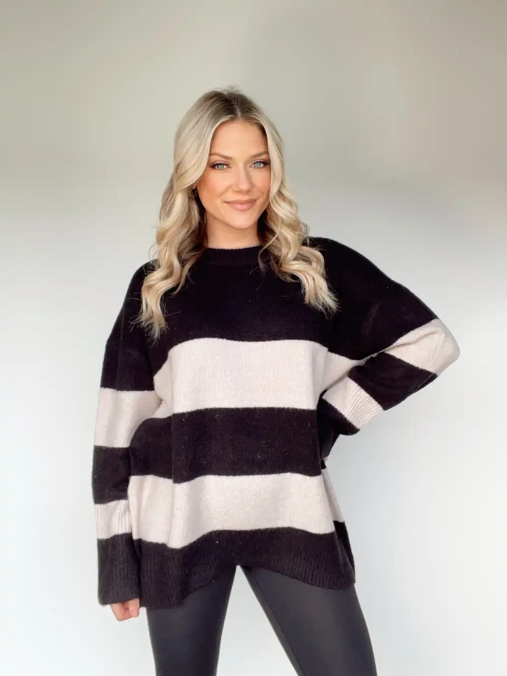 Oversized Striped Knit Sweater