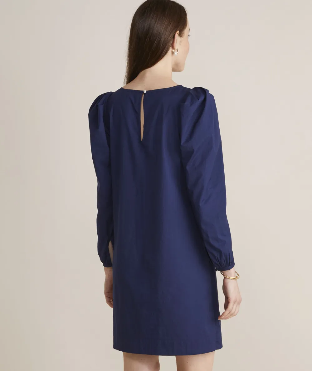 Poplin Puff-Sleeve Dress