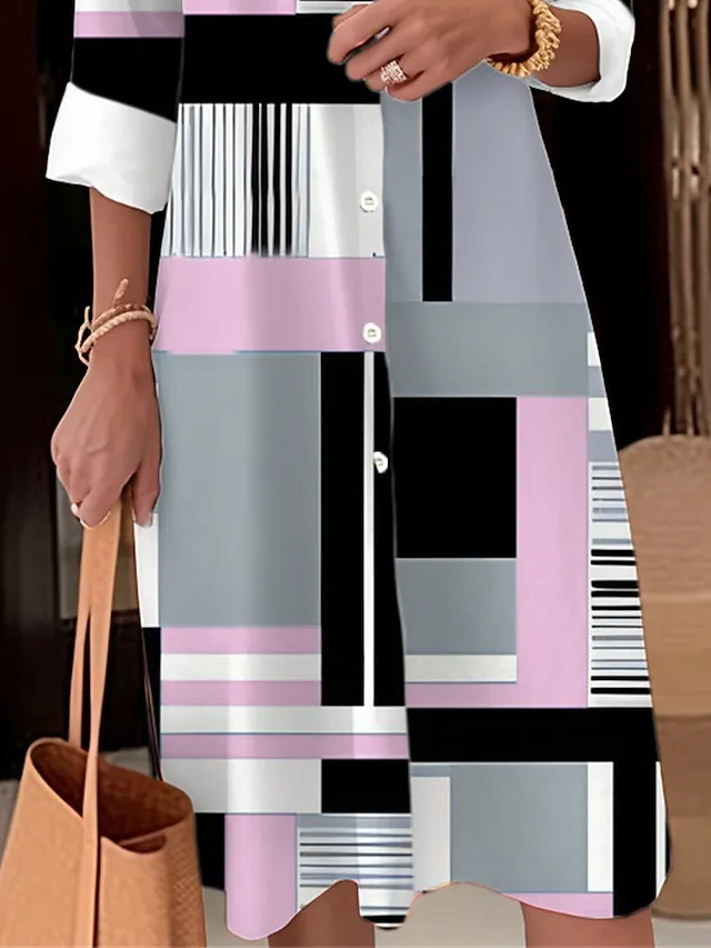 Women's Shirt Dress Casual Dress Midi Dress Outdoor Office Daily