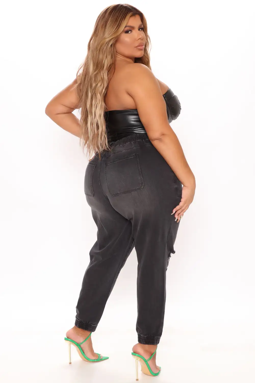 Bae For Tonight Faux Leather Corset Top - Black
