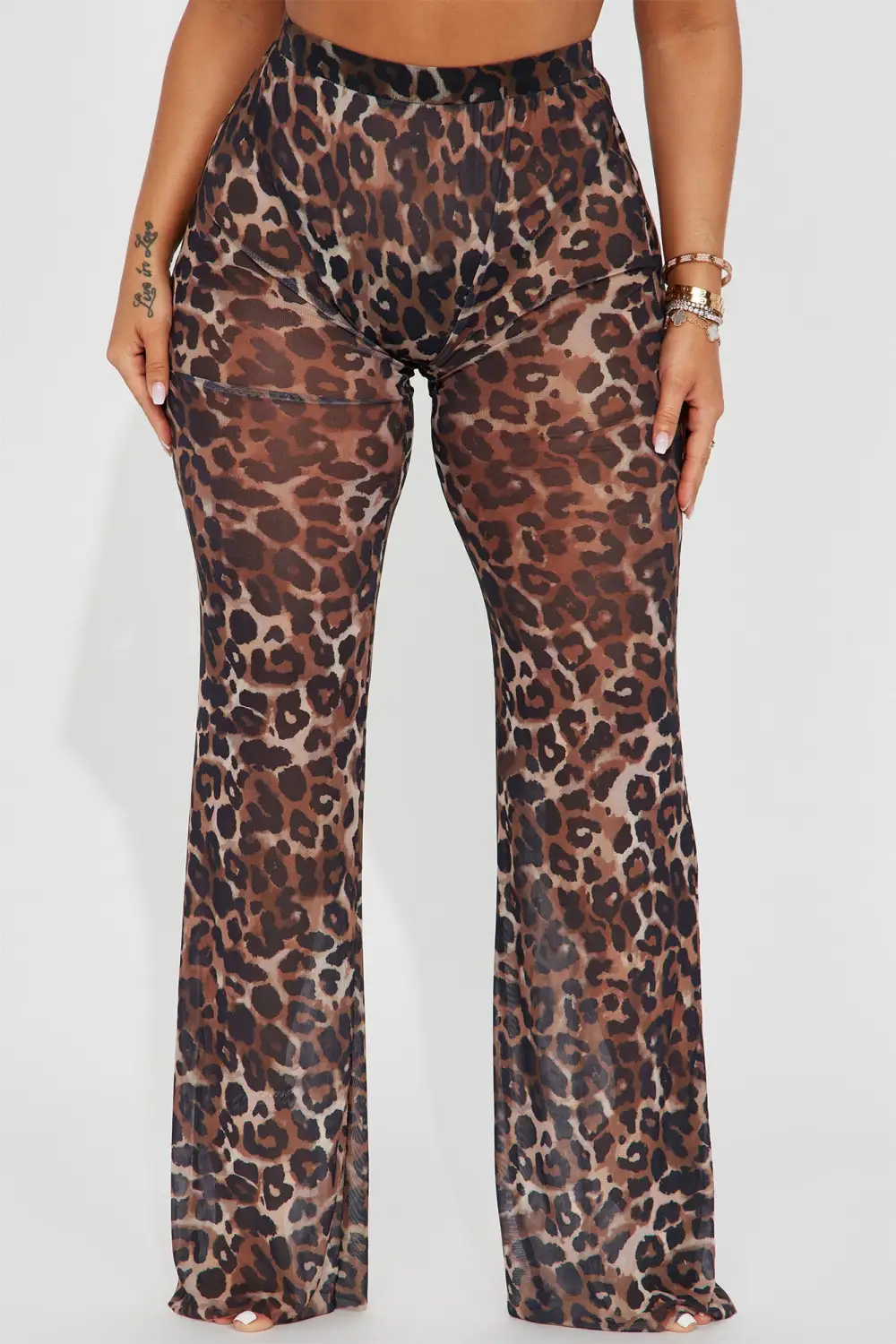 Sunshine See Through Cover Up Pant - Leopard
