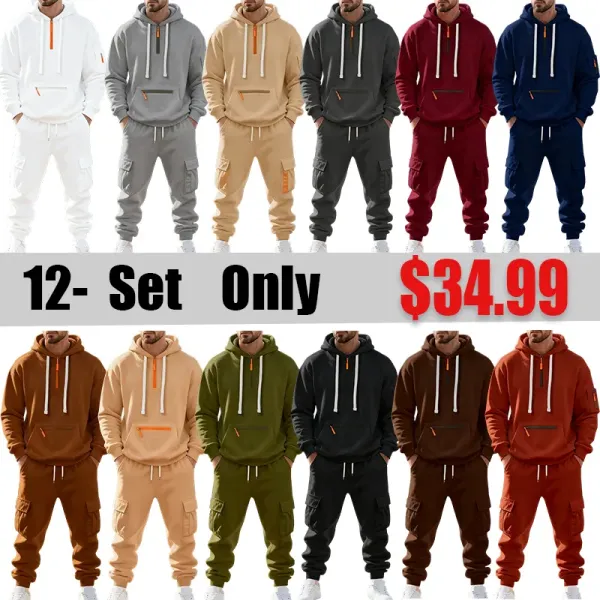 🔥7 SETS $27🔥,Clearance sale!Men’s Winter Fleece-Lined Set – Warm Casual Workwear Outfit with Multi-Pocket Jacket & Pants
