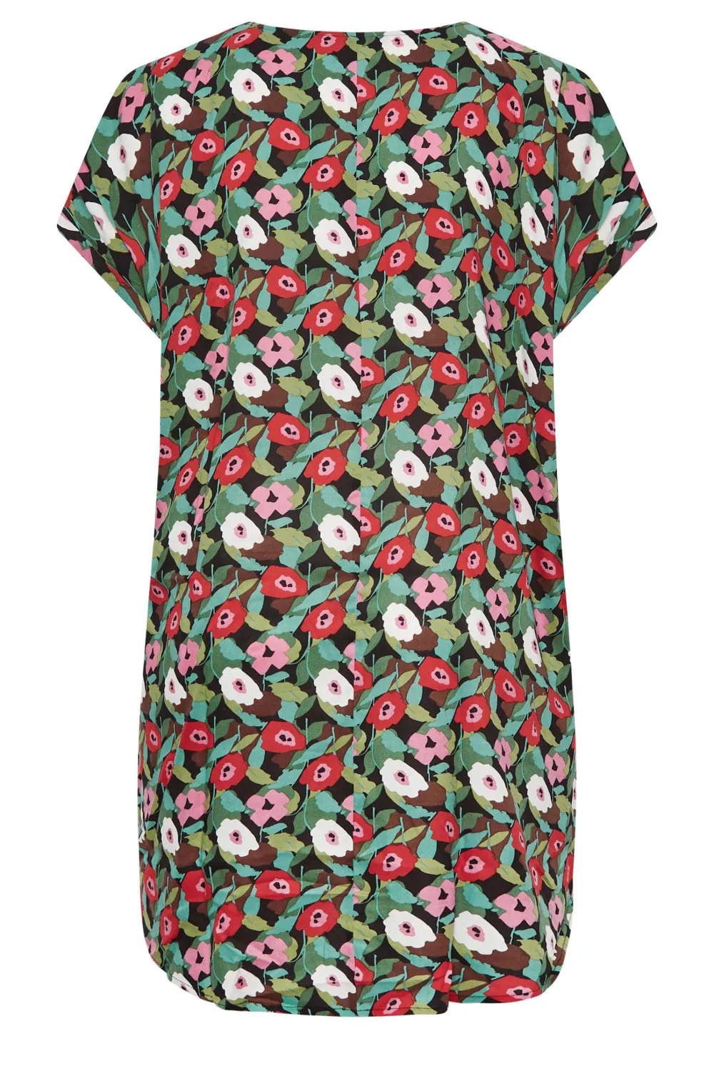YOURS Curve Black Floral Print Dipped Hem Shift Dress