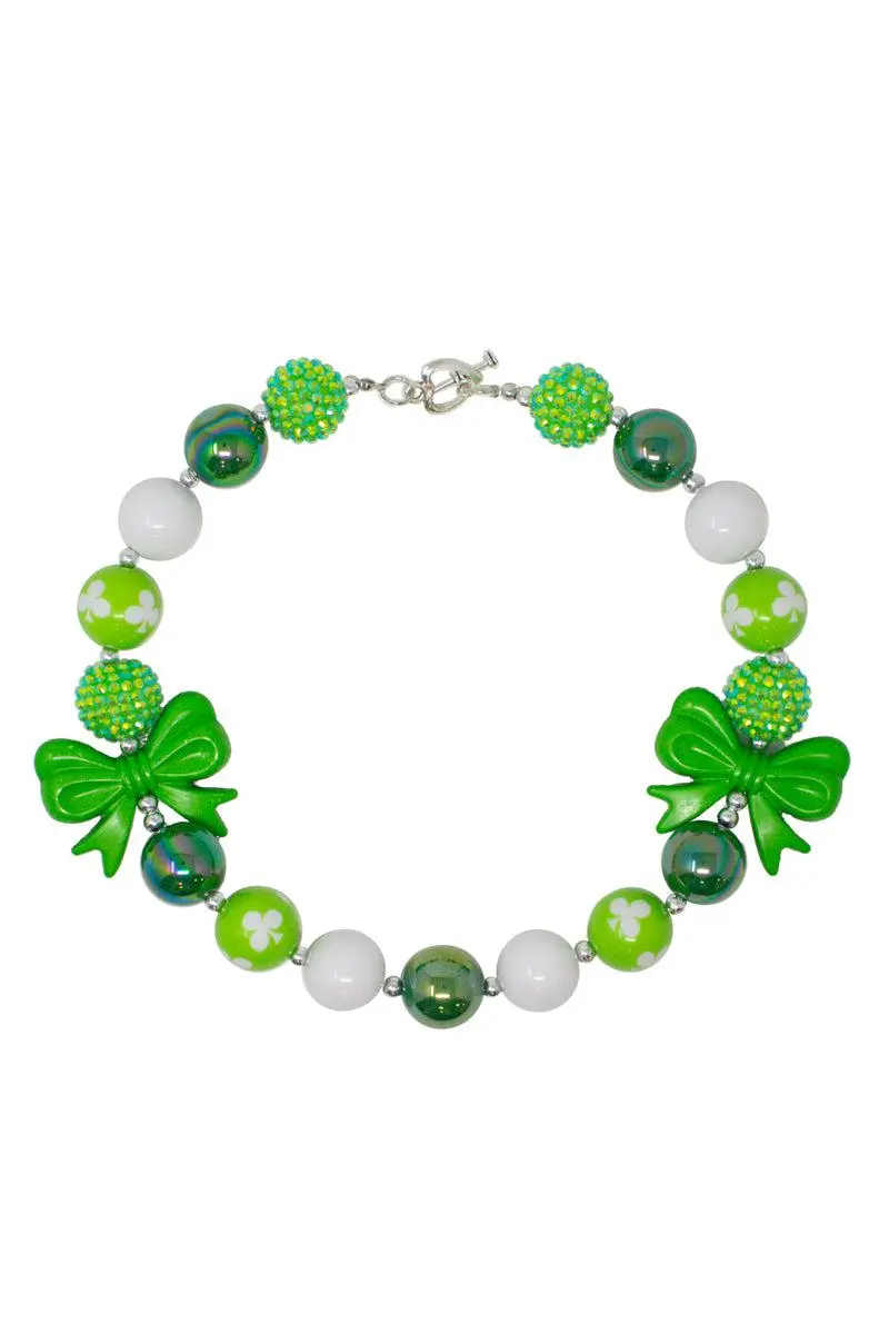 Shamrocks & Bows Bubblegum Necklace