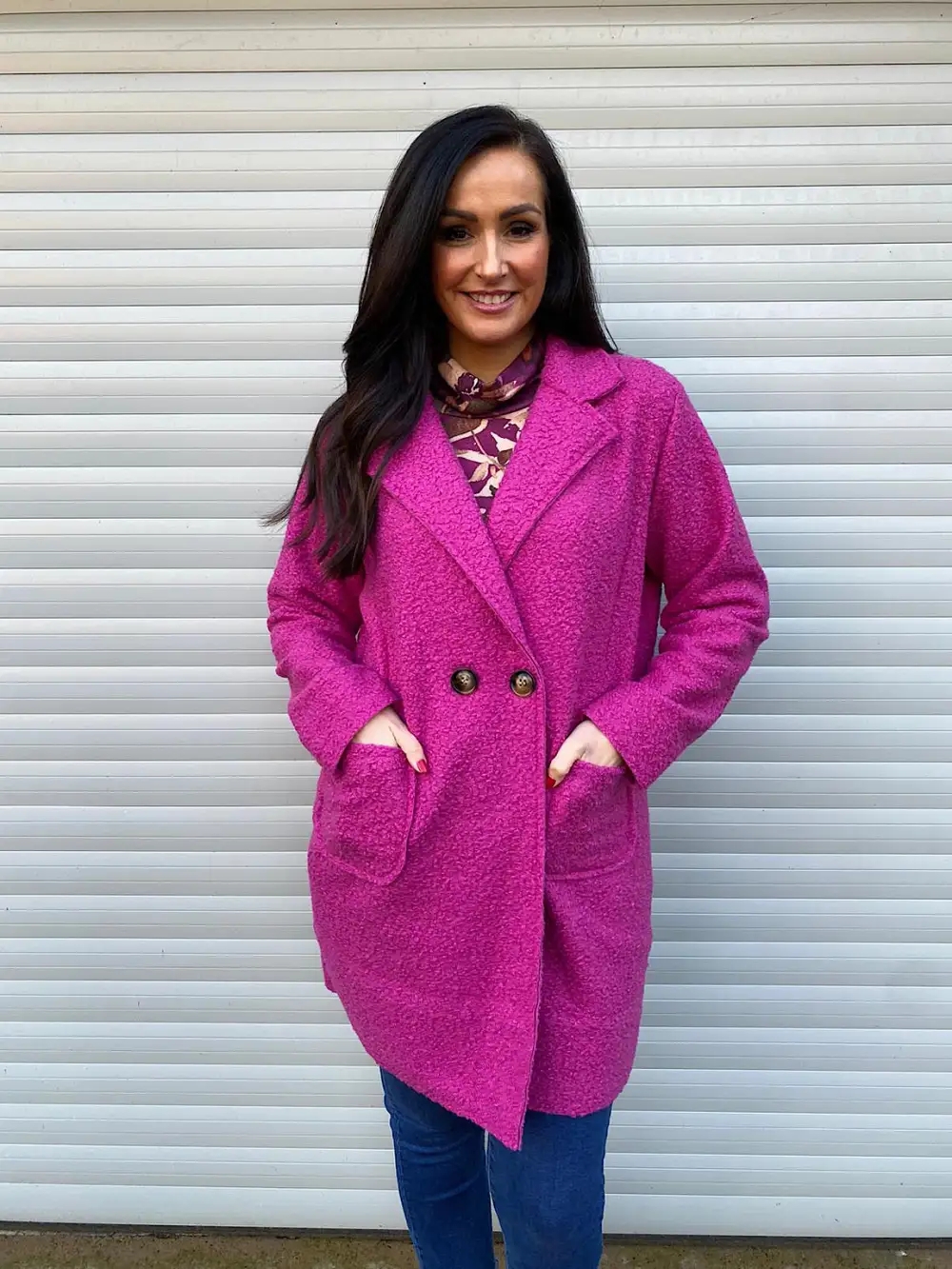 Lipstick Pink Terry Button Jacket