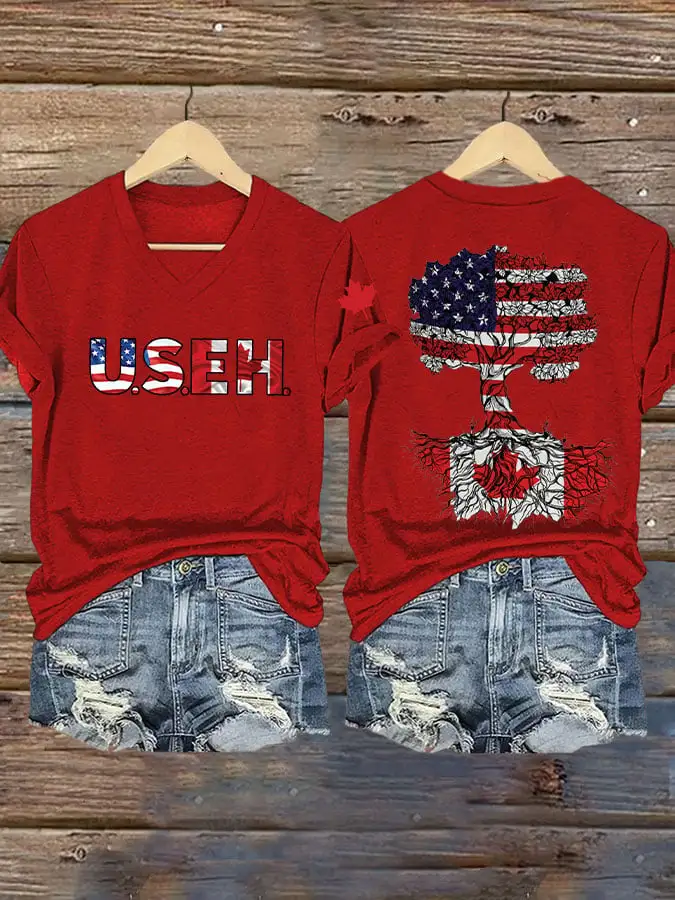 Women'S Retro USEH Print T-Shirt