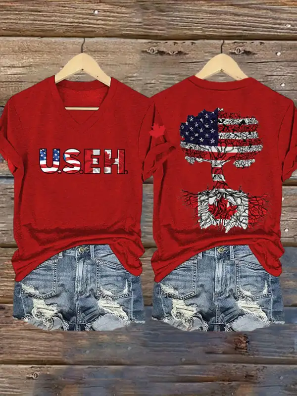 Women'S Retro USEH Print T-Shirt