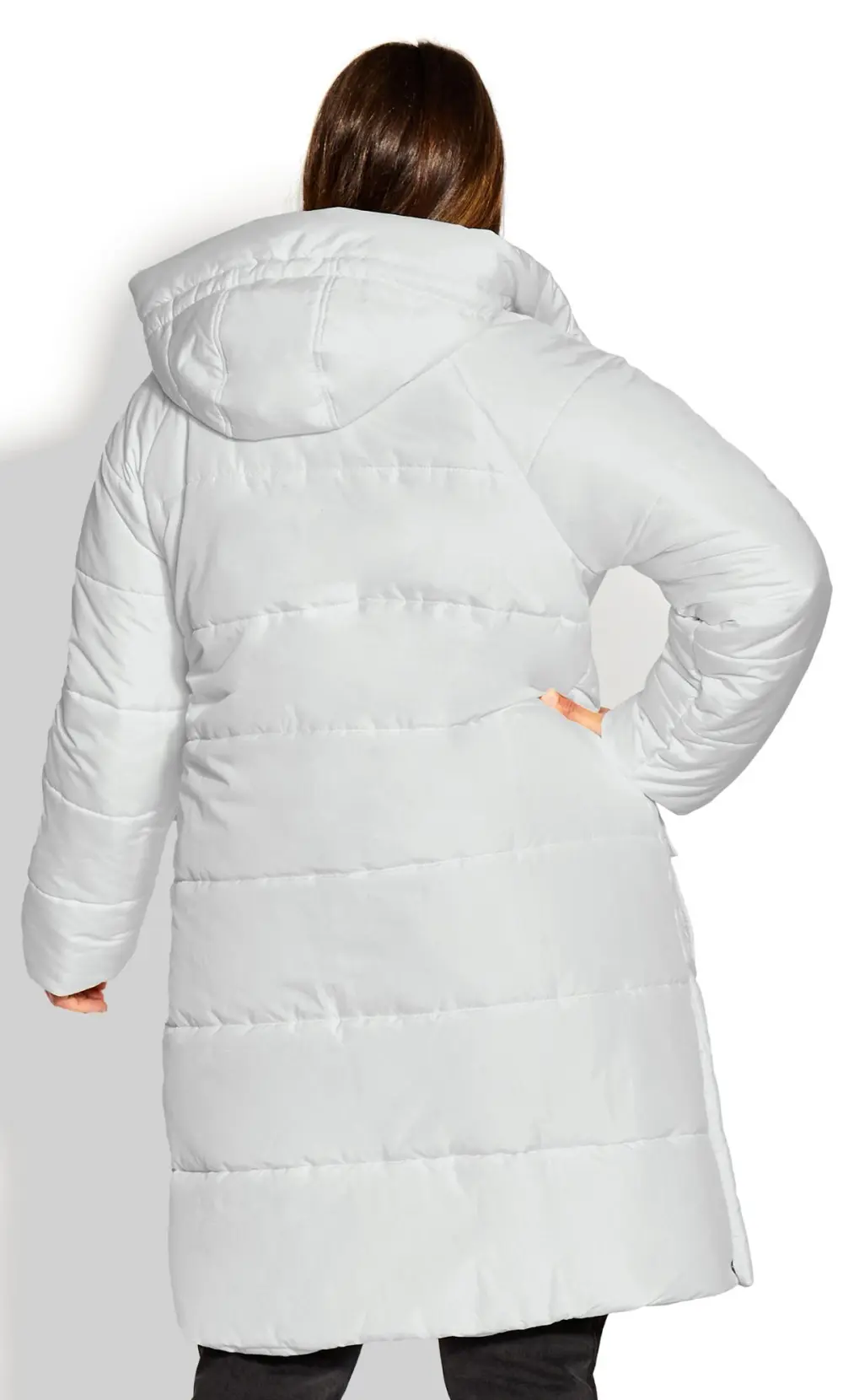 Evans White Longline Hooded Puffer Coat