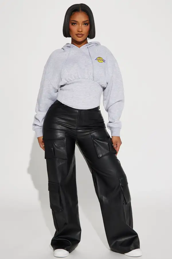 Lakers Home Team Corset Hoodie - Heather Grey