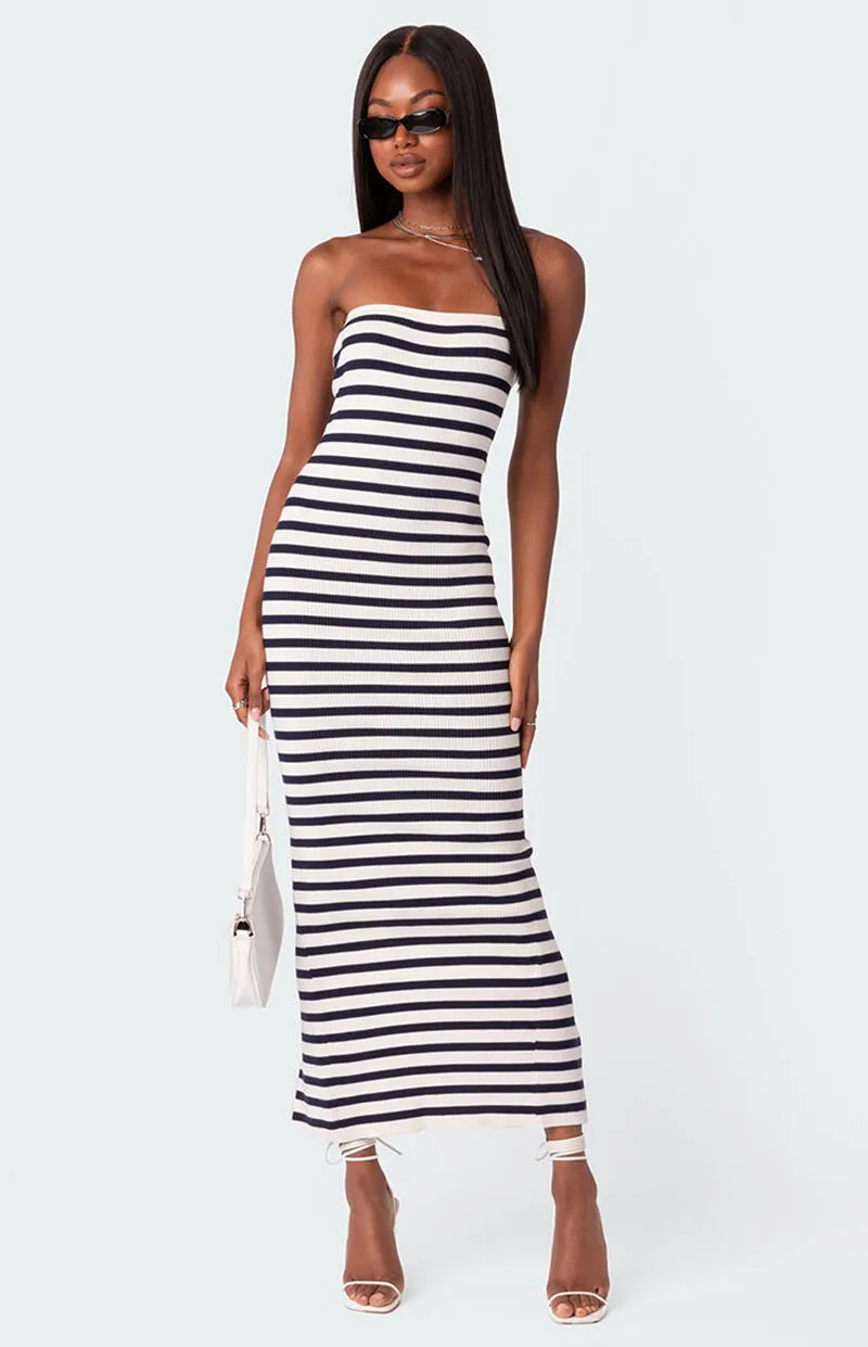 Edikted Knit Back Slitted Maxi Dress