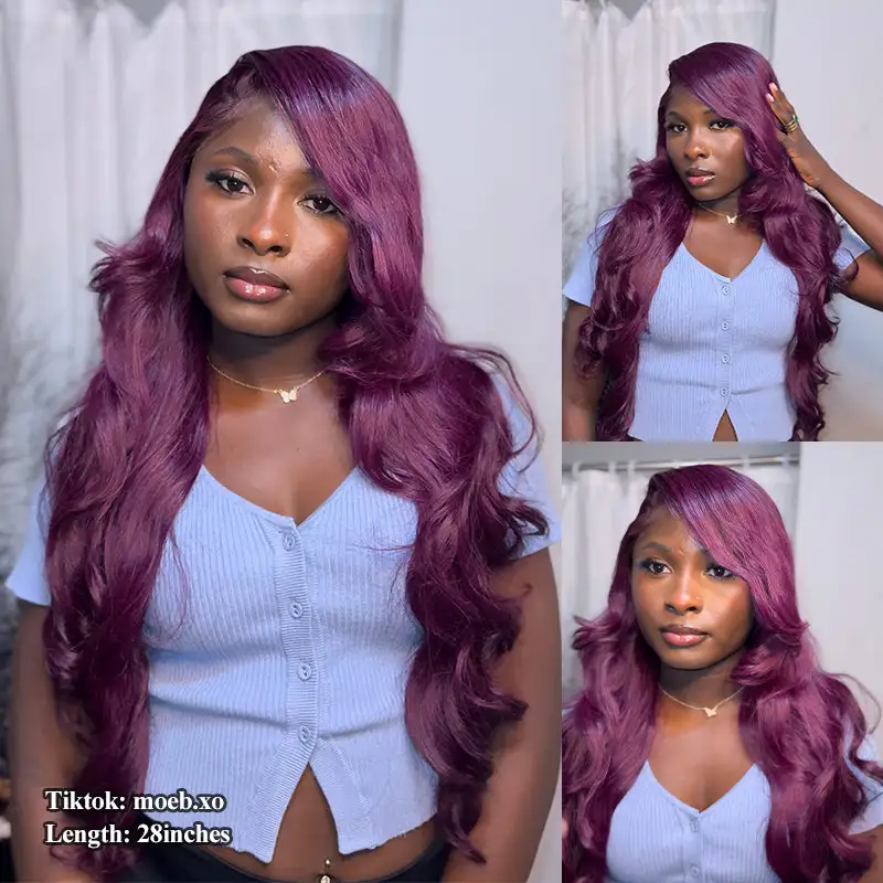 Sale | @bigekane Recommend Glueless Dark Purple 7x6/13x6 FULL Lace Frontal Wig 16