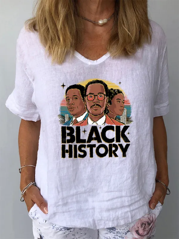 Women'S Black History V-Neck Short-Sleeved T-Shirt