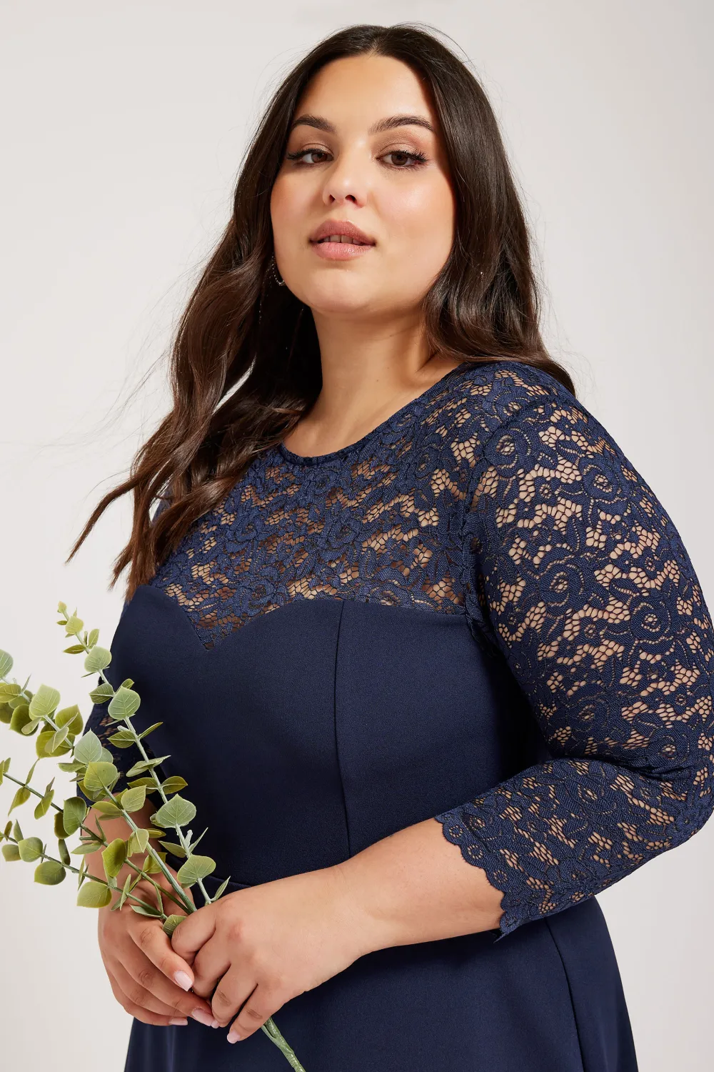 YOURS LONDON Curve Navy Blue Lace Sweetheart Dress