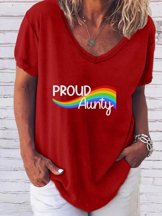 Women'S Proud Aunty V-Neck Short-Sleeved T-Shirt