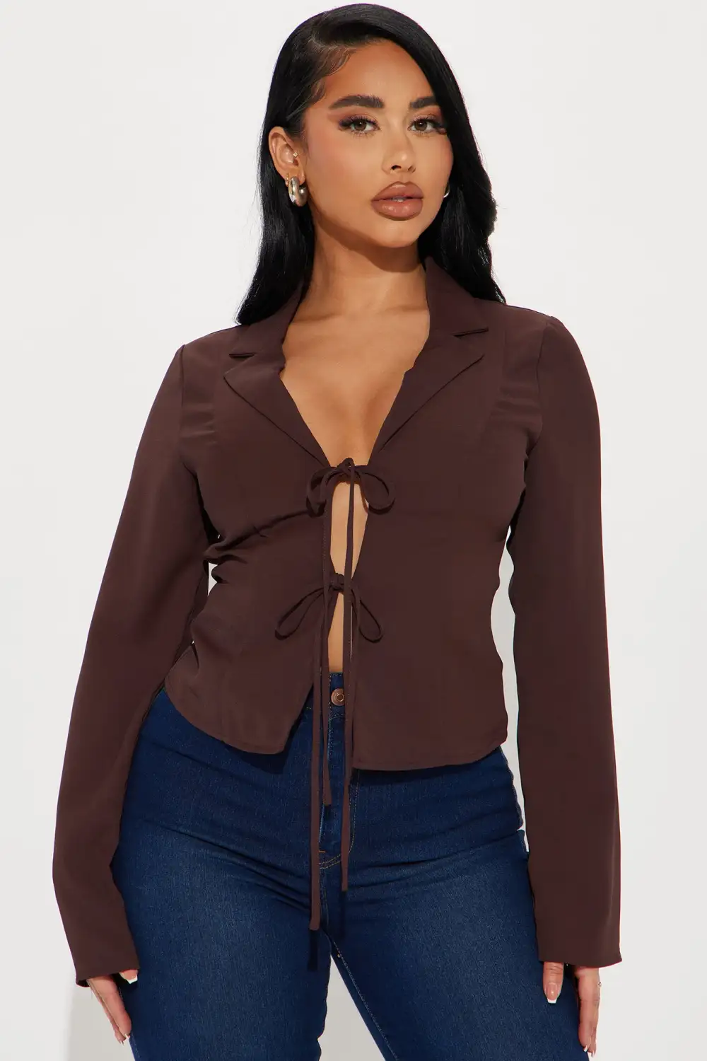 Aegle Blouse Top - Brown