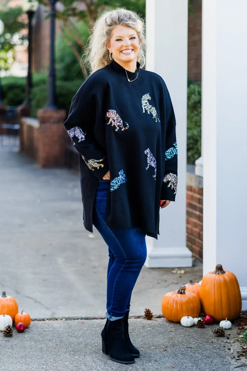 Mother Of The Jungle Sweater, Black Sequin