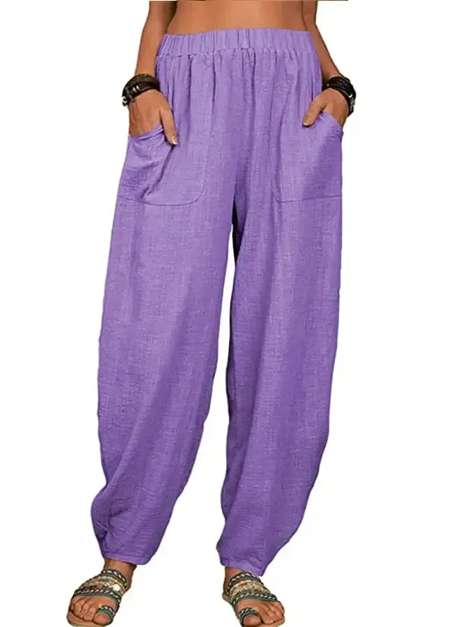 Women's Casual Pocket Loose Trousers