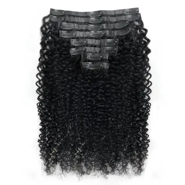 Seamless PU Weft Clip In Hair Extensions Curly Clip Ins Human Hair 8pcs With 18 Clips