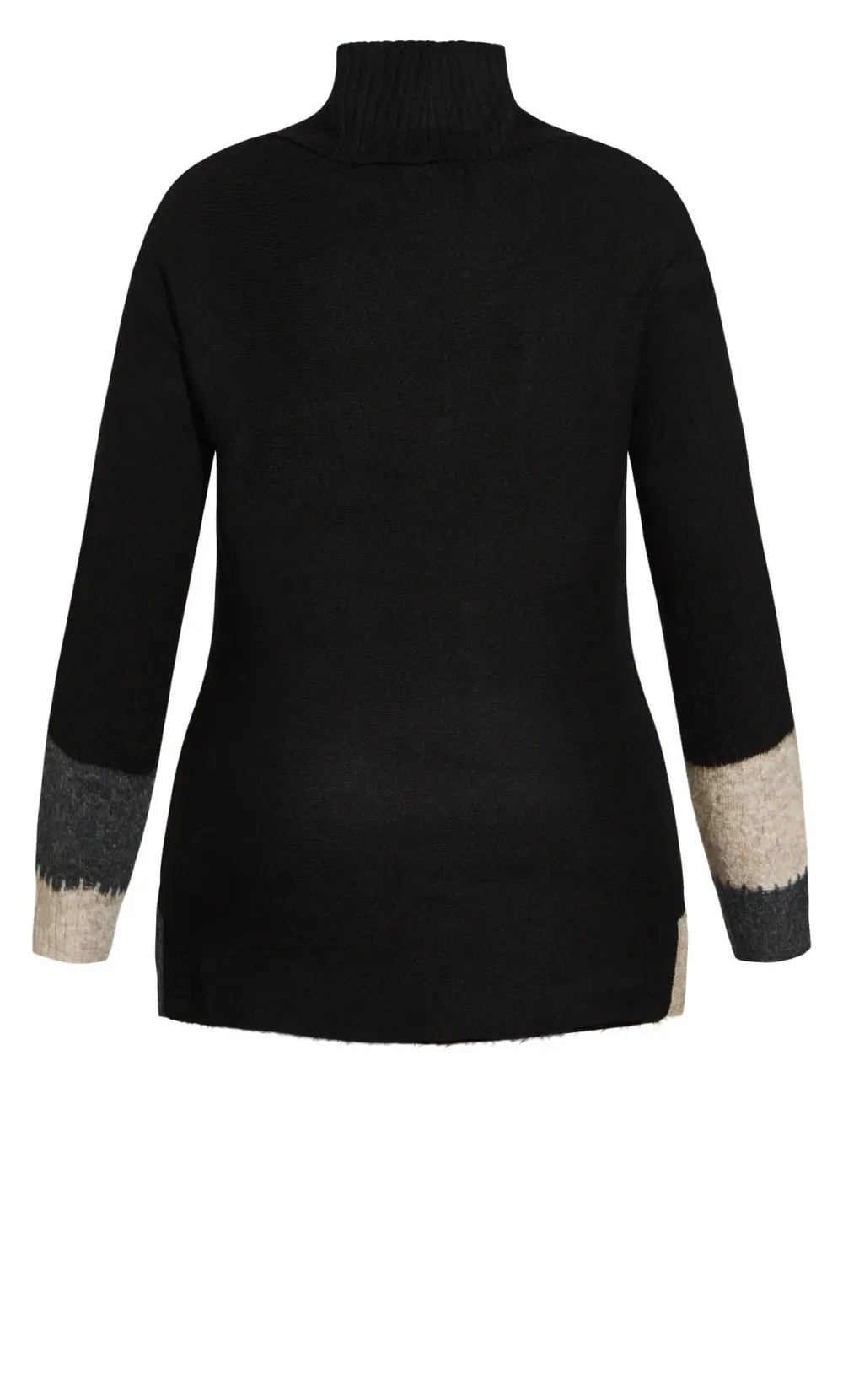 Evans Black Roll Neck Colourblock Jumper