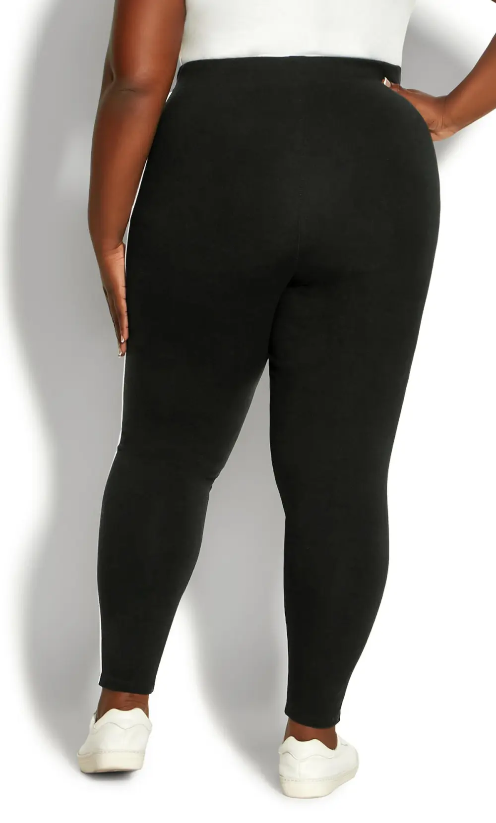 Evans Black 2 Stripe Plain Legging