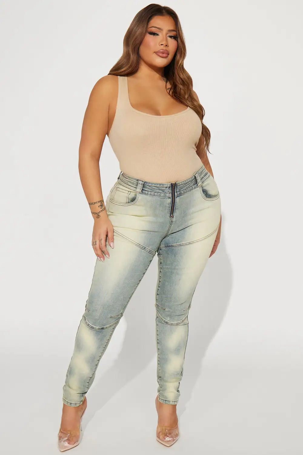 Camryn Moto Skinny Jeans - Vintage Wash