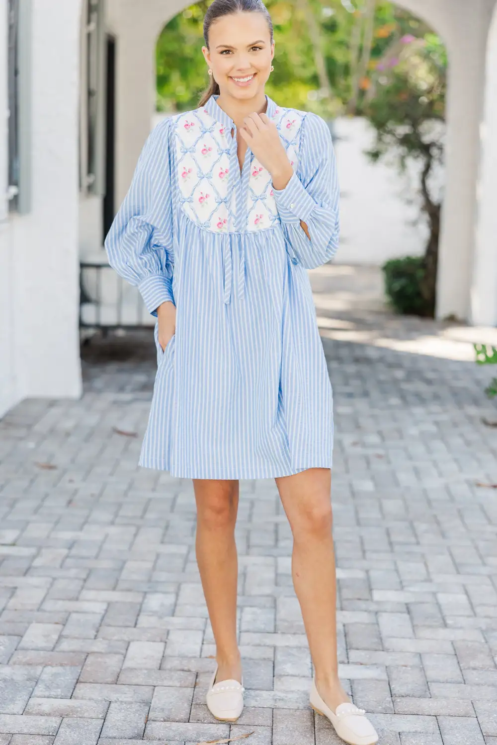 Let's See Blue Striped Dress