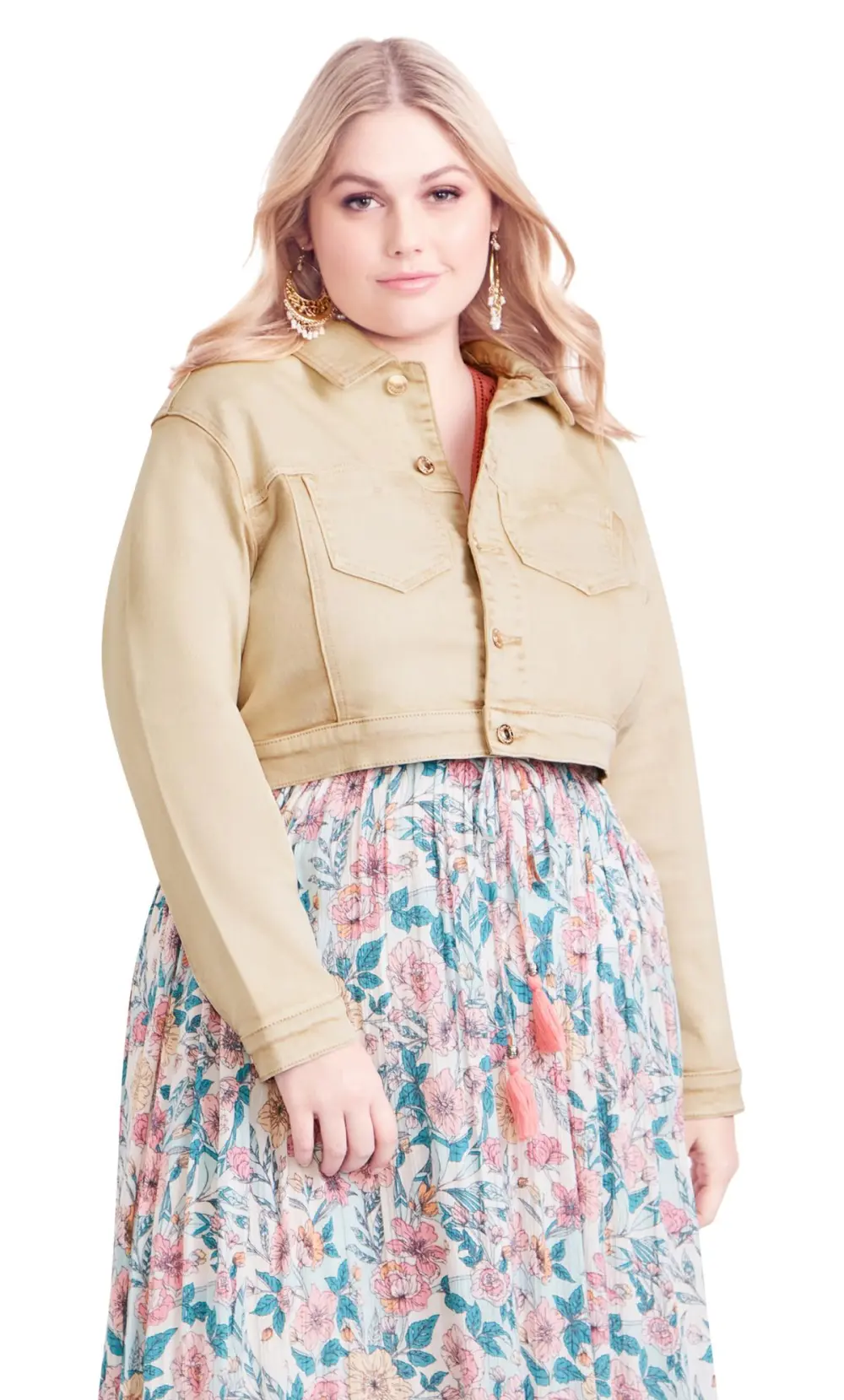 Evans Neutral Ava Denim Jacket