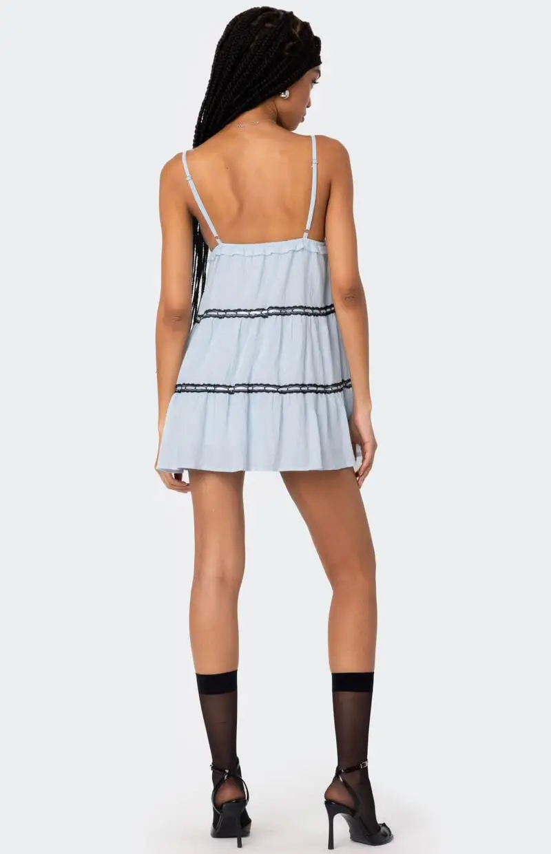 Edikted Angelica Tiered Ribbon Mini Dress