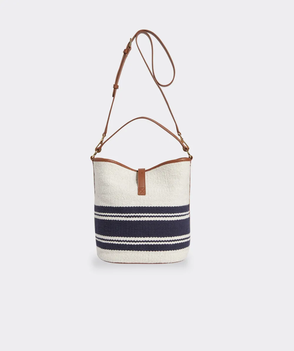 Woven Striped Bucket Bag