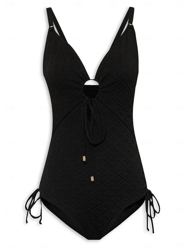 Triangle V Neck Drawstring Swimsuit