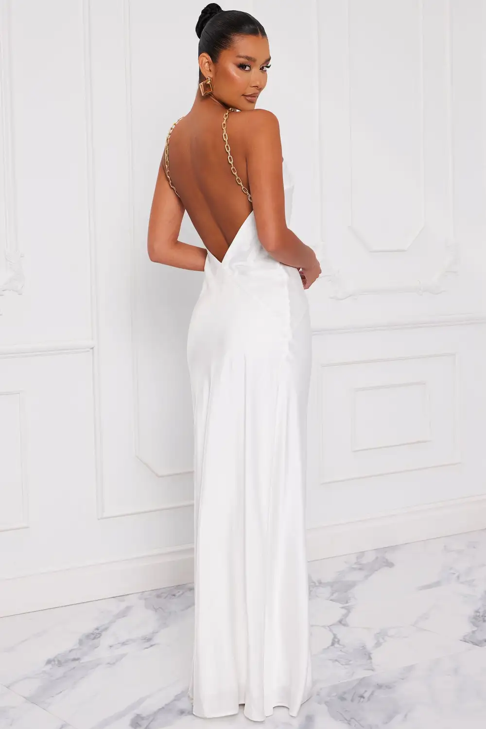 Madeline Satin Maxi Dress - White
