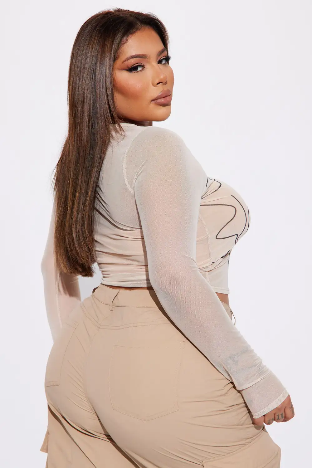 Art Of Love Mesh Top - Taupe