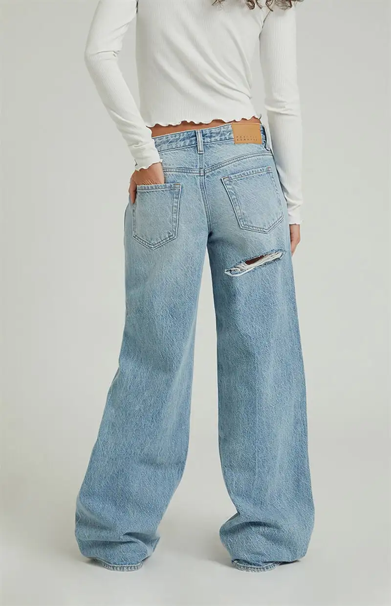 PacSun Casey Light Indigo Butt Slit Low Rise Baggy Jeans