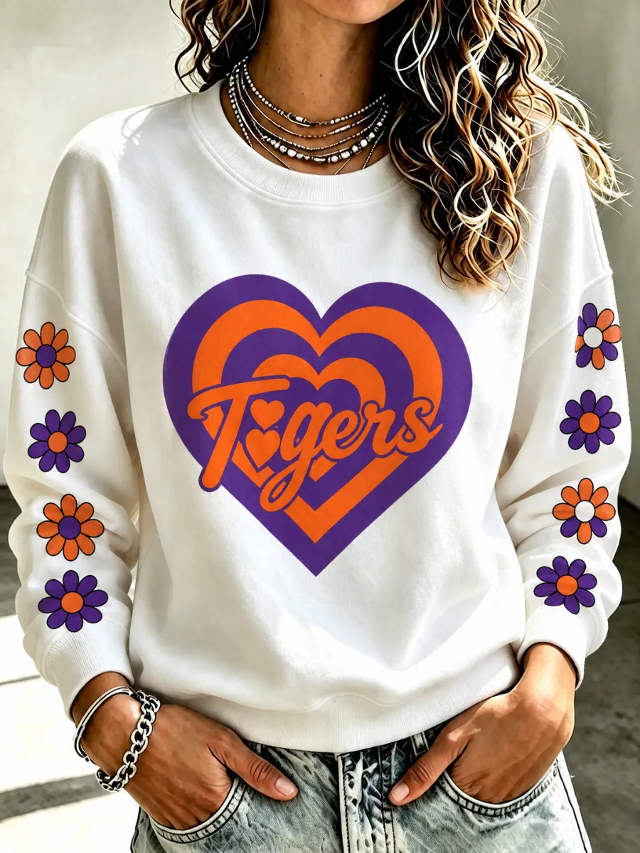 Women's Rugby Printed Round Neck T-Shirt