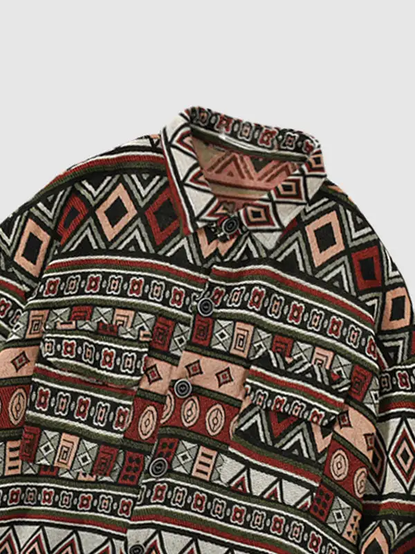 Men's Western Geometric Ethnic Blend Wool Jacket