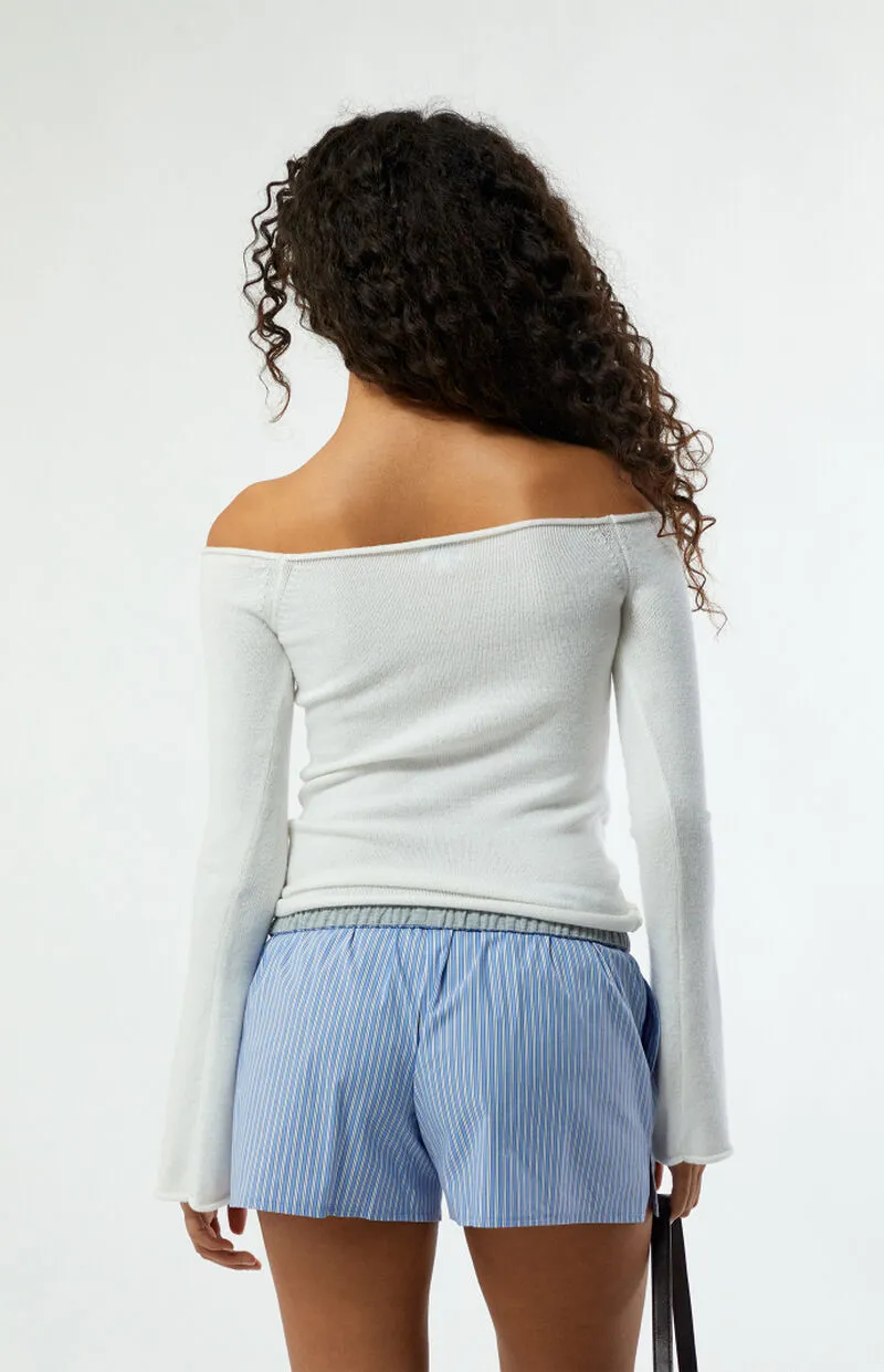 LA Hearts Carrie Cinched Off-The-Shoulder Sweater