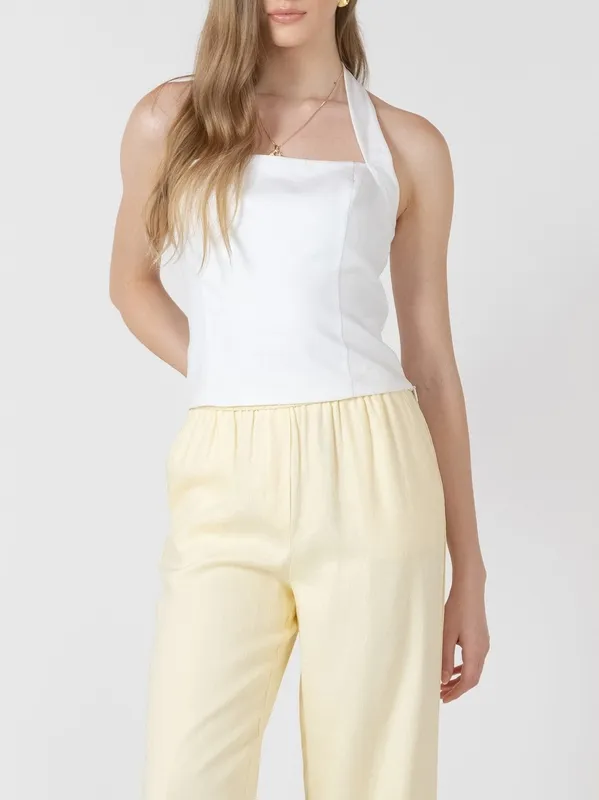 Linen Blend Halter Tank Top