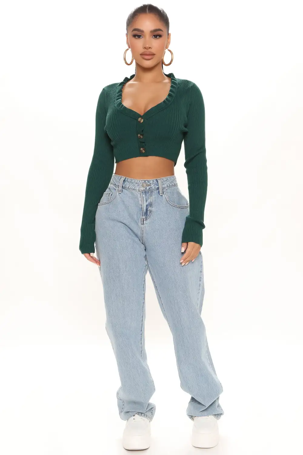 Make It Worth It Cropped Cardigan - Hunter
