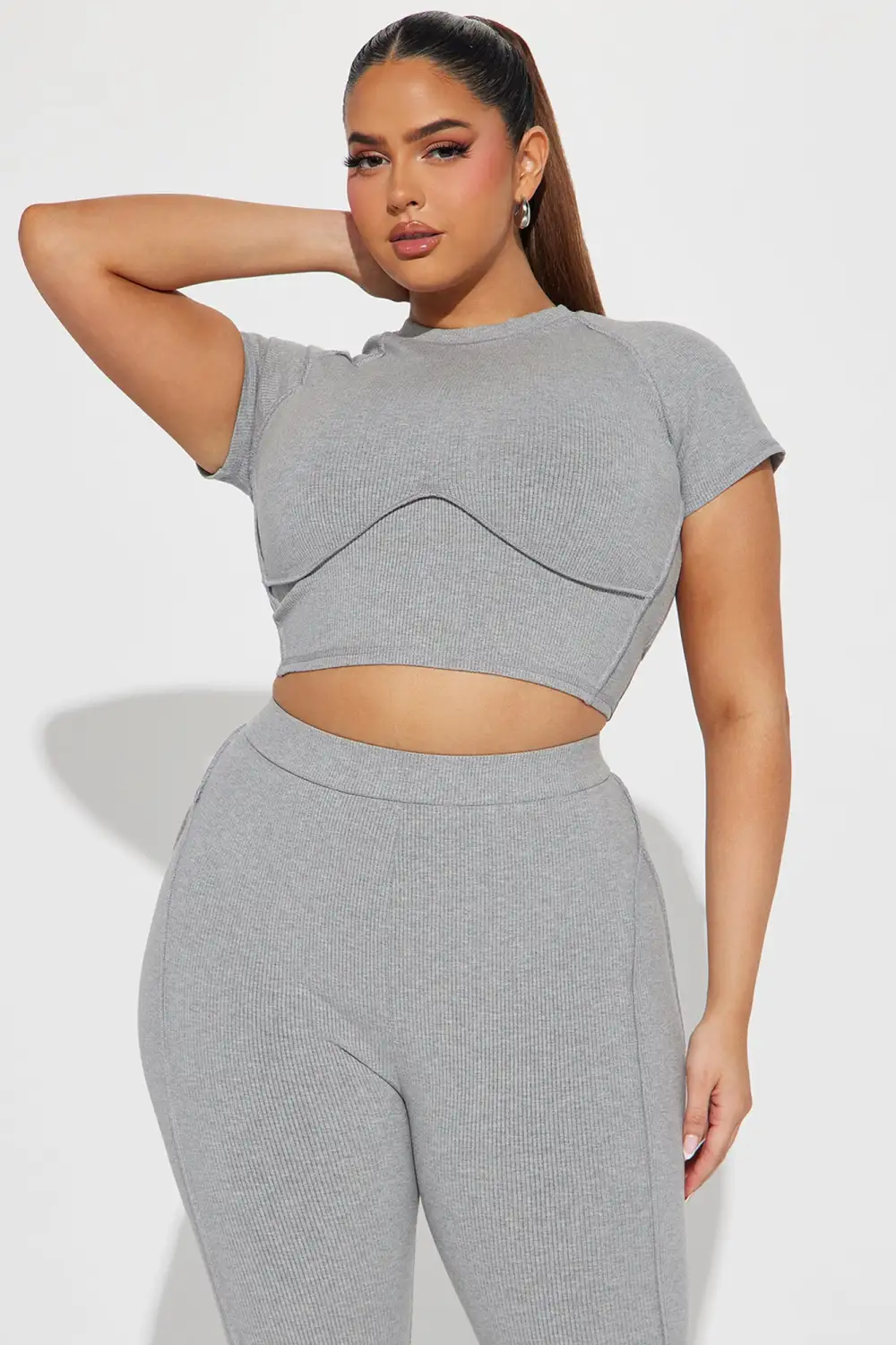 Lacey Snatched Legging Set - Heather Grey