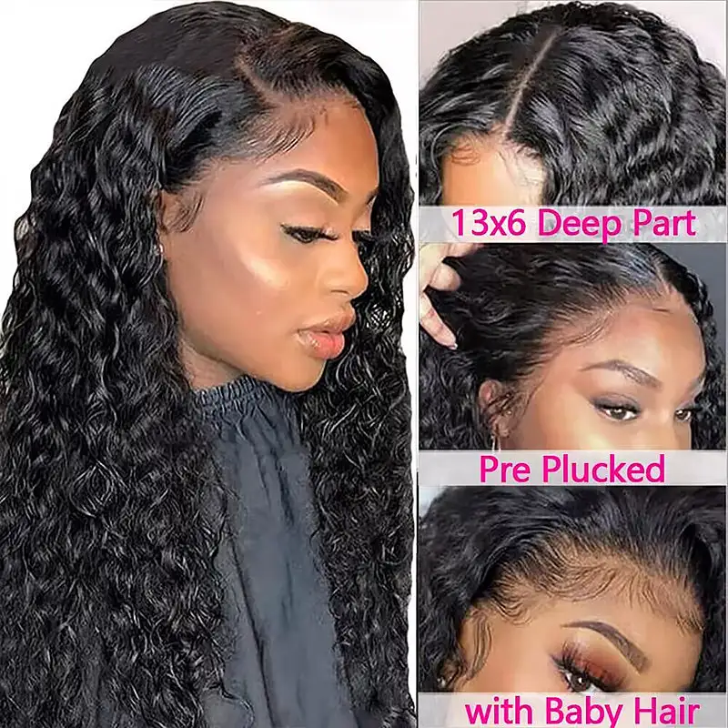 Affordable 16-34inch Sterly 13x6/7×6 Transparent Lace Deep Wave Front Wigs Natural Color/Jet Black